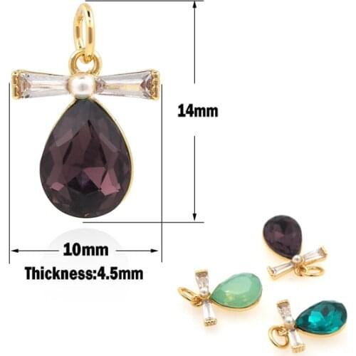 Zircon Drop-shaped Crystal Pendant,Teardrop Necklace,Water Drop Charm,DIY Jewelry Making Accessories 14x10x4.5mm