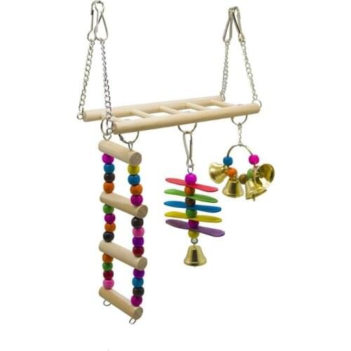 Wooden Bird Swings Ladders Toys, Pet Chewing Climbing Hanging Toys
