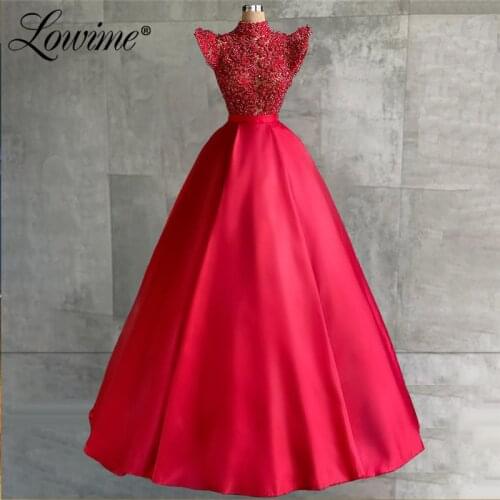 Dubai Short Sleeves A Line Formal Evening Dress 2021 Long Prom Dresses Lace Beading Red Evening Gowns Plus Size Party Dress Robe