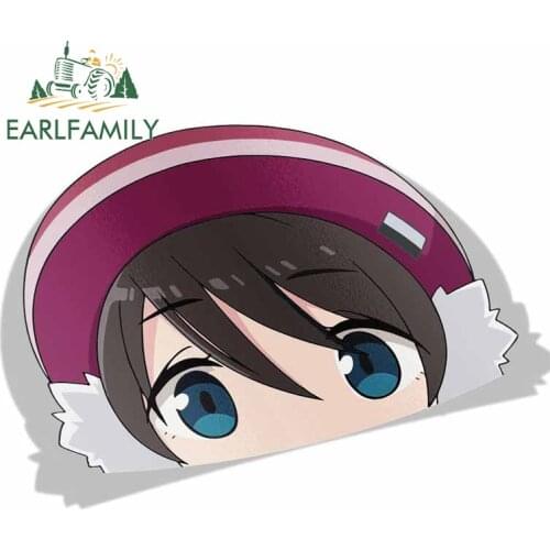 EARLFAMILY 13cm x 9.3cm for Ena Saitou Yuru Camp Peeker Peek Anime Vinyl JDM Car Stickers Window Trunk Laptop Wall Decal
