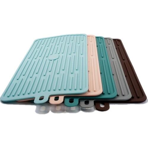Food grade place-mat soft silicone pad kitchen drain insulation pad portable outdoor meal mat water cup tableware drain pad