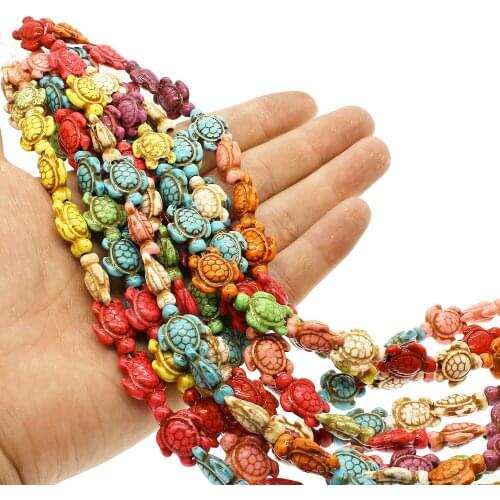 Natural stone fashion beads Semi-precious stones small turtle-shaped loose beads For bracelet necklace accessories 23pcs / strip