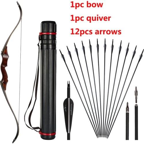 Hunting Recurve Bow and Arrow Set for Adults Kit Archery Hunting Shooting Target Practice Competition Longbow Right Handed