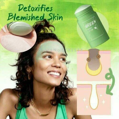 Green Tea Purifying Clay Cleaning Mask Stick Oil Control Anti-Acne Eggplant Solid Fine Face Peeling Korean Skin Care