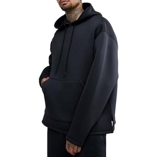 Custom polyester plain black xxxxl oversized hoodie for men