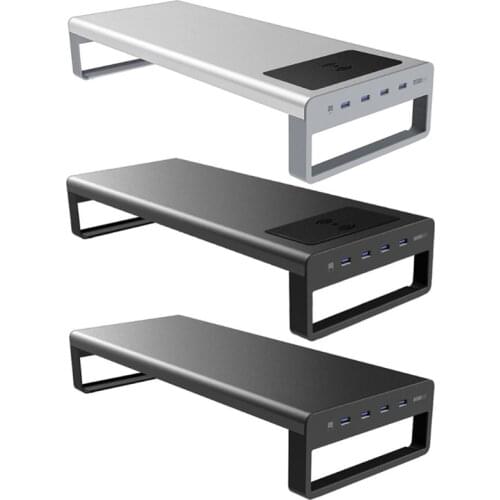 Hot Monitor Stand PC Dock Multifunctional Riser with Wireless Charging WiFi Bluetooth Adapter USB 3.0 Hub Desktop Holder