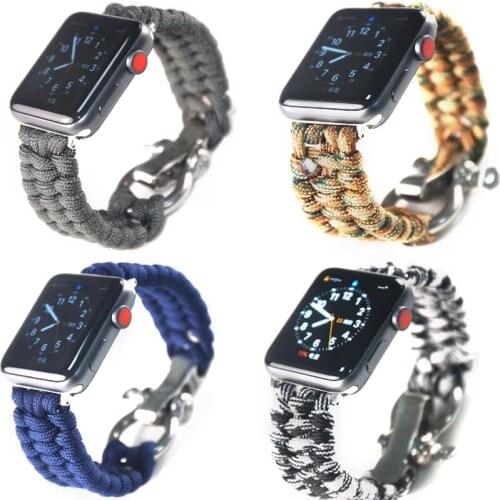 Nylon Rope strap for Apple Watch Band Series SE 6 5 4 3 2 1 For Apple Watch bands 42mm 44mm Paracord Survival Bracelet 38mm 40mm