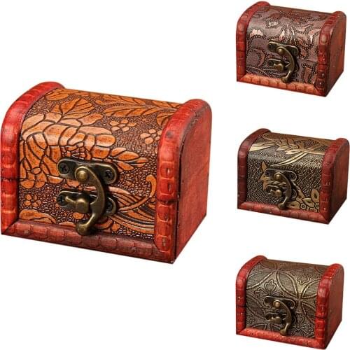 Jewelry Box Vintage Wood Handmade Box With Mini Metal Lock For Storing Jewelry Treasure Pearl Display Case Decorative #P3