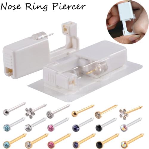 1 Unit Gem Nose Studs Piercing Gun Piercer Disposable Safe Sterile Piercing Unit Tool Machine Kit Earring Stud Body Jewelry