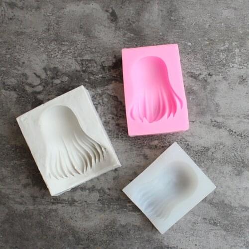 3 sizes hair silicone mold DIY fondant cake mold soap, clay crafts doll accessories mould