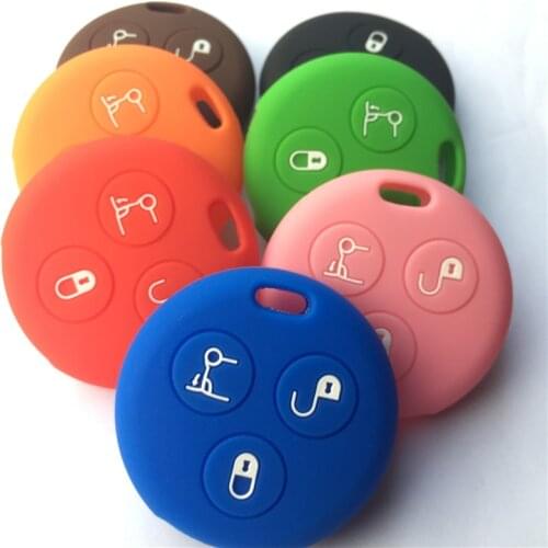 SILICONE CAR KEY COVER CASE SKIN SET PROTECT FOR BENZ SMART CITY ROADSTER FORTWO 3 THREE BUTTON REMOTE FOB REPAIR