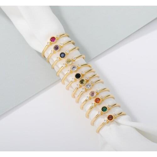 Fashion Birthstone Rings For Women 12 Months Color Birthstone CZ Couple Ring Anniversary Stainless Steel Jewelry Gift 2021