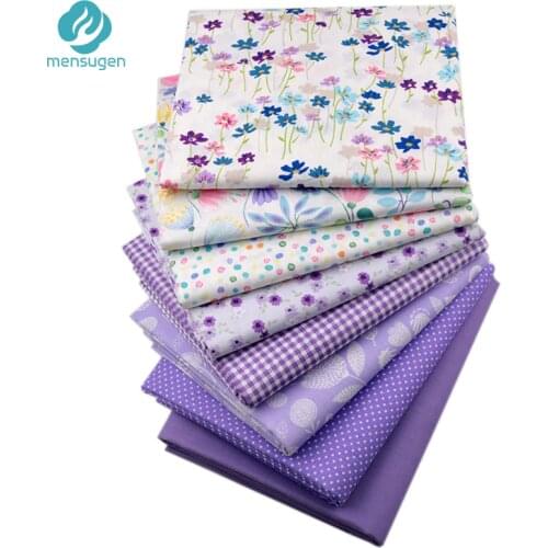 Fabric Meters Purple Flower Plaid Polka Dots Cotton Fabrics for Dresses Sewing Pillows Blanket Bed Sheet Doll Cloth DIY Meterial