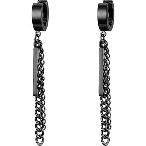 BONISKISS Tassel Double Chain Drop Earrings Vintage Rock Stainless Steel Neutral Earrings Gold Silver Color Earrings Wholesale