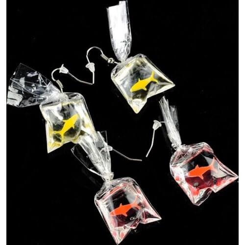 Transparent Bag Goldfish Dangle Earring Creative Resin Luck Goldfish Tassel Pocket Drop Earrings Fashion Womens Jewelry Gift
