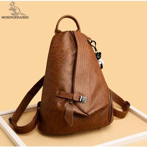 High Quality PU Leather Ladies Anti-theft Backpack Solid Color Design Women Travel Bags 2021 New Fashion Design Womens Bags Sac