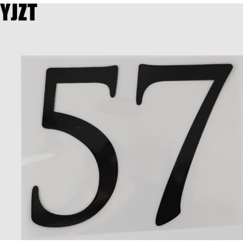 YJZT 13.5CM×10.7CM Fashion Creative Arabic 57 Numbers Vinyl Car Stickers Black/Silver Numbers Motorcycle Decal 13D-0780