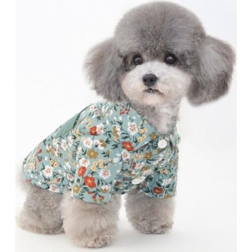 Printing Green Puppy Clothes for Small Medium Dogs Cute Cotton Jumpsuit for Chihuahua Yorkshire Teddy Spring Fashion Pet Costume