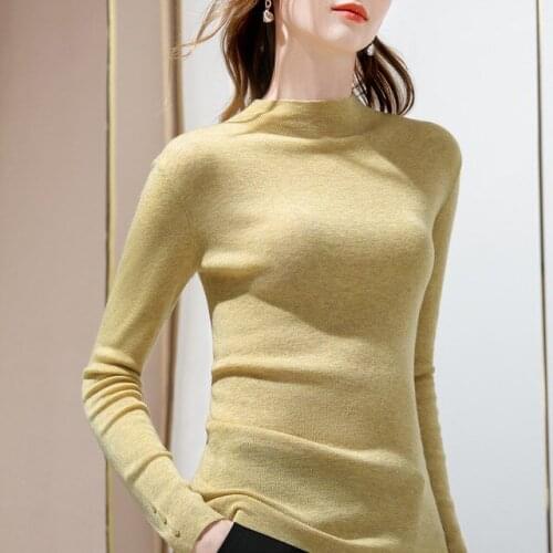 Women t-shirt Slim Autumn Winter Solid color Long sleeve Tops Tees Turtleneck Sexy T-shirt Women AL50190