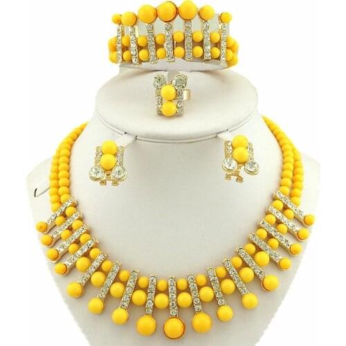 Gold colour fine jewelry sets african beads jewelry sets wedding jewelry sets women bead necklace big discount jewelry