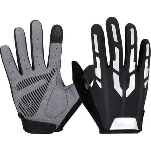 1 Pair Reflective Cycling Gloves Sweat Absorbing Anti-slip Shockproof Climbing Sports Gloves Breathable Bicycle Mittens