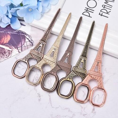 1pcs household scissors gold-plated Eiffel tower fabric scissors DIY retro stainless steel gold-plated sewing scissors