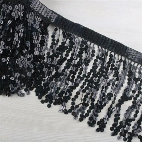 10 yards black sequins lace fringe tassel trimming fringe tassels polyester Latin dance costume dres DIY decoration lace ribbon