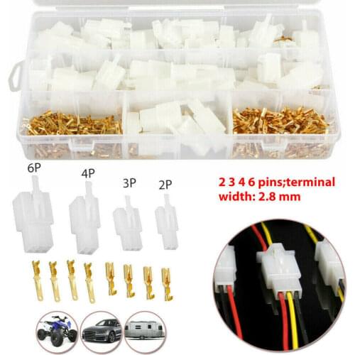 380Pcs Motorcycle Car Electrical 2.8mm 2/3/4/6 Pin Wire Auto Connectors Term Set