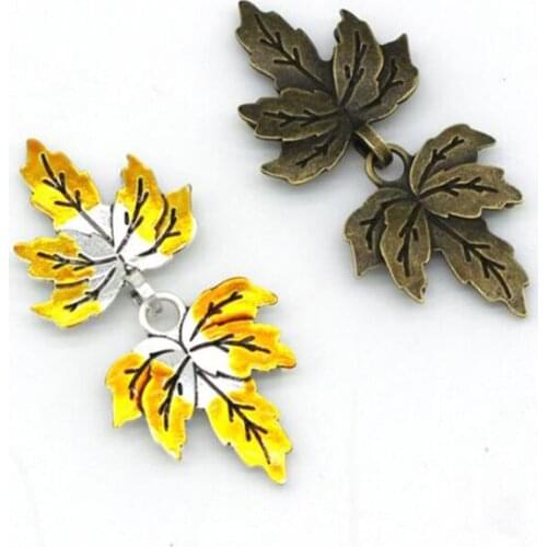 5/10 Pcs Metal Buttons Maple Leaf Shape Buckle Waist Stand Collar Knitting DIY Clothing Sewing Supplies Decoration Accessories
