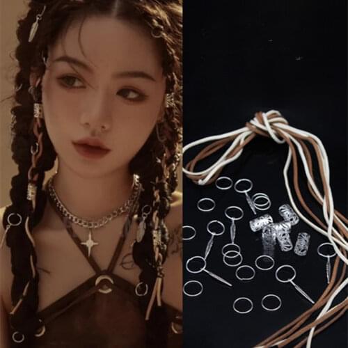 1-50 Pcs hair Beads Silver gold Hair Braid Bead Braiding Dreadlock Beads Ring Clip Cuff for Braiding Hair Extension Decoration