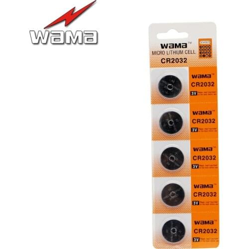 5pcs/pack Wama CR2032 Button Cell Coin Batteries BR2032 DL2032 EA2032C ECR2032 L2032 Lithium 3V Car Remote Battery