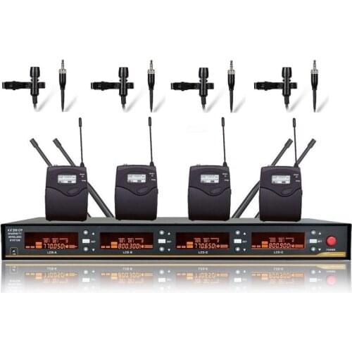 Bolymic Professional uhf 4 X 100 Channels lavalier Wireless microphones Karaoke Cordless Microphone