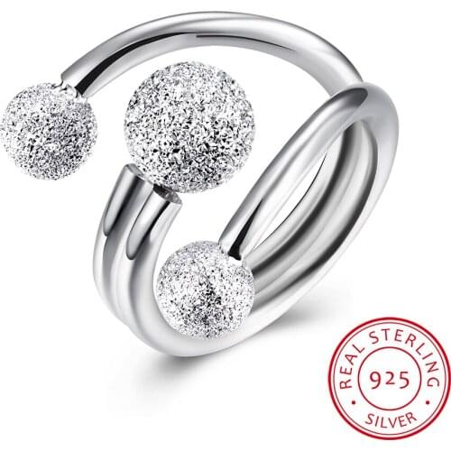 Solid 925 Sterling Silver Surround Design Ball Adjustable Ring Jewelry Women Rings For Party Gift Ideas