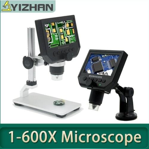 Digital Microscope 600X Video Electronic Microscope 4.3 Inch HD LCD Soldering Microscope Phone Repair Magnifier Built-In Battery