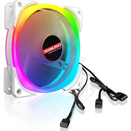COOLMOON 12cm Cooling Fan 4Pin PWM 5V 3Pin ARGB Computer Heatsink Cooler Radiator for Chassis PC Case CPU