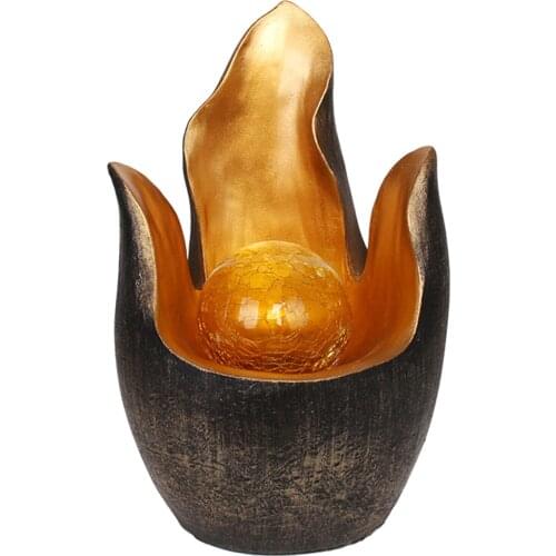 Flower Shape Solar LED Light Lamp Amber Crackle Globe Glass Waterproof