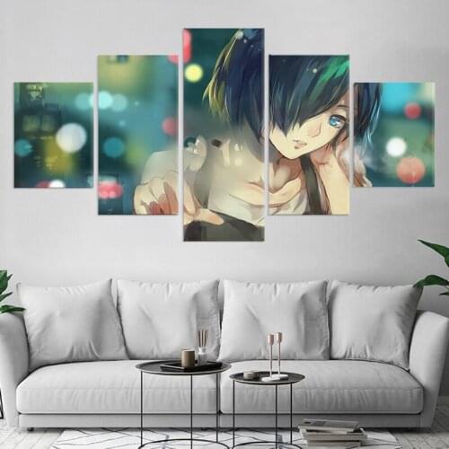 Home Decoration Wall Art Anime Picture 5 Panel Tokyo Ghoul Touka Kirishima Poster For Living Room Print Modern Abstract Painting