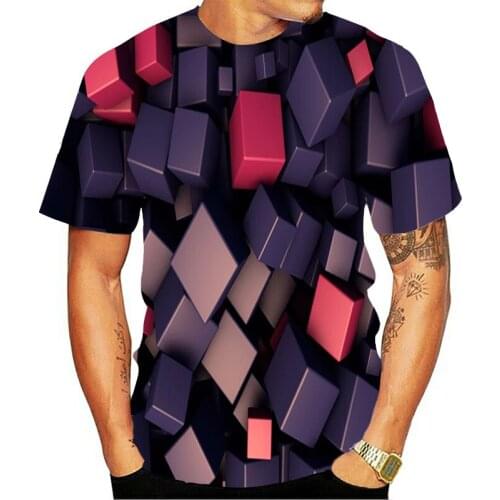 Explosive geometric graphic t-shirt summer men T-shirt mens casual tops 3D T-Shirts fashion O-neck shirt plus size streetwear
