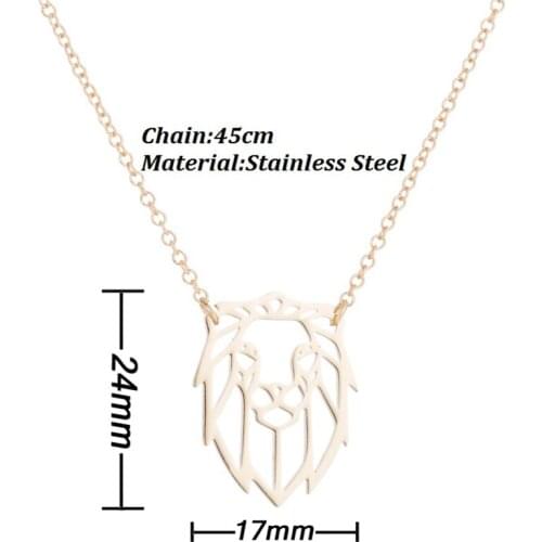 Hfarich Hollow Animal Stainless Steel Lion Head Gold Rose Color Chain Necklaces Pendant For Trendy Female Jewelry Wedding Gifts