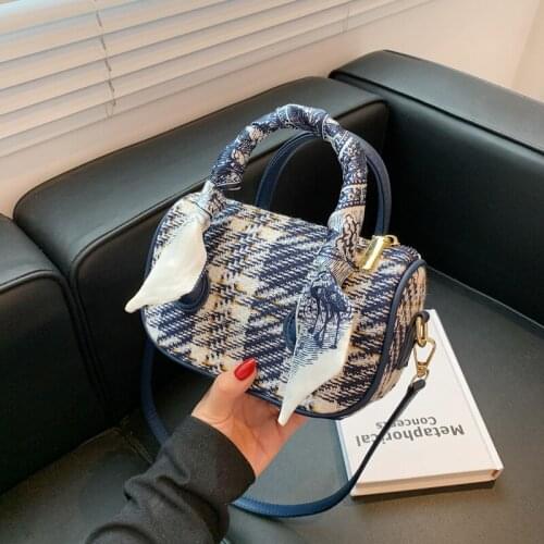 For Women Small Tote Travel Female Shopper Bag Womens Brand Design Handbag with Scarves Fashion Plaid Handbags Shoulder Bags