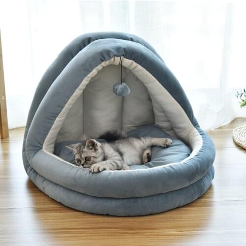 Cute Cat Bed Warm Pet Basket Cozy Kitten Lounger Cushion Cat House Tent Very Soft Small Dog Mat Bag For Washable Beds For Cats