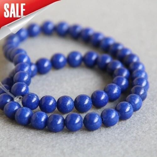 Min Order1) 8mm Fashion New Dark Blue Chalcedony Beads Round DIY Beads Stone 15inch Hand Made Jewelry Making Design Wholesale