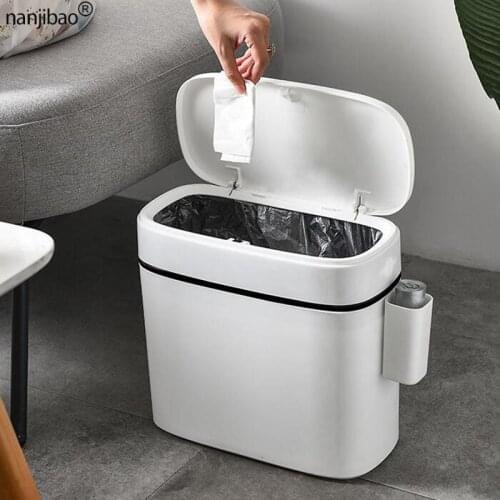 Multifunctional Trash Can 12L Large Capacity Bathroom Trash Can With Cleaning Brush Kitchen Trash Can Household Accessories