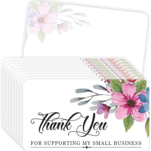 10-30pcs Thank You For Supporting My Small Business Cards 3.5"x2" Customer Purchase Package Insert - Floral White