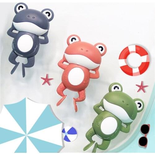 1Pcs ABS Plastic Baby Bathing Toys Cute Cartoon Frog Shape Baby Bath Toys Clockwork Floating Toy for Children