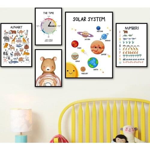 Child Educational Nursery Wall Art Canvas Painting Nordic Posters And Prints Wall Pictures Baby Kids Bedroom Playroom Home Decor