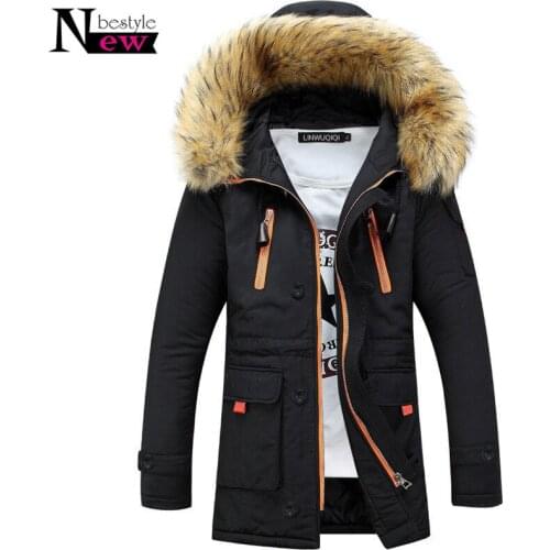 Newbestyle Fashion Men Winter Cotton Coat Male Big Fur Hooded Jacket Homie Casual Jackets Warm Thicken Overcoat Long Parka Gift