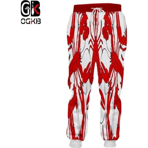 OGKB 2018 Spring Fall Women Mens Joggers Pants S-5XL 3D Red Lobster Printed Sweatpants Sweat Pants Unisex Hiphop Harem Pants