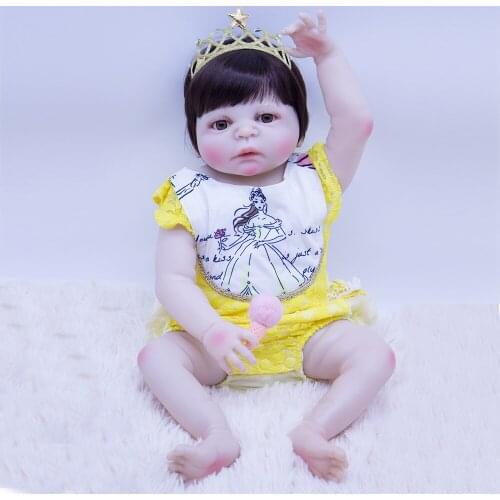 23 Inch Full Silicone Reborn Baby Dolls girl Playmates real alive 57cm Princess Doll bebes Reborn Boneca birthday present toy