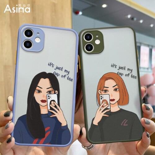 ASINA Transparent Phone Cases for iPhone 11 12 Pro Max Hard PC Women Capa for iPhone 7 8 Plus Xs Xr SE2020 Cool Girl Funda Coque